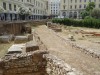 Ruins in Ethnikis Antistaseos Square near the City Hall, including an old road. Athens GR