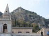 View, up the mountain, from Piazza IX Aprile, Taormina, Sicily IT