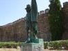 Bronze statue of a dashing Portuguese warrior in front of Vila Viçosa Castle PT