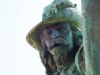 Bronze statue of a dashing Portuguese warrior in front of Vila Viçosa Castle PT