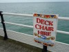 Deck chairs for hire, but no takers, Worthing, West Sussex UK